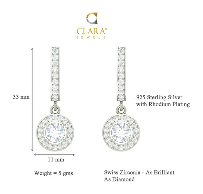 Clara 925 Sterling Silver and Cubic Zirconia Dangle & Drop Margo Earring With Screw Back for Women & Girls