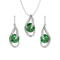 Silver Dark Green Eye Jewellery Set