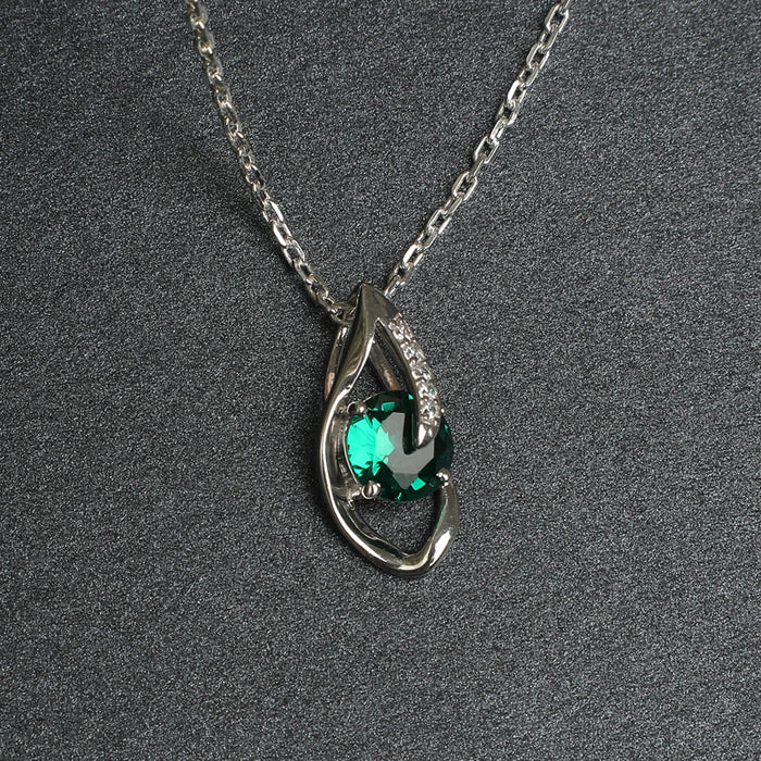 CLARA 925 Sterling Silver Dark Green Eye Pendant | Rhodium Plated, Swiss Zirconia | Gift for Women & Girls