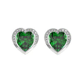 Silver Dark Green Heart Earring