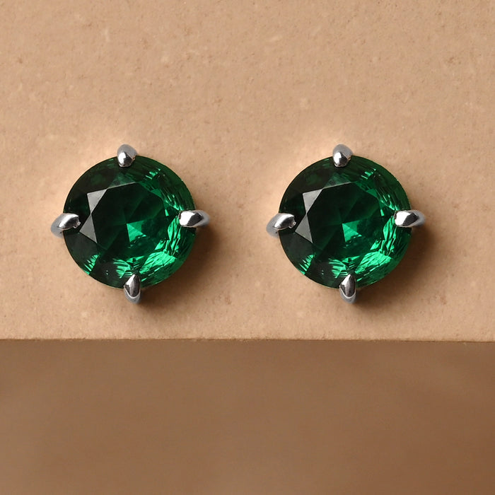 CLARA 925 Sterling Silver Dark Green Studs Earrings Gift for Kids Girls