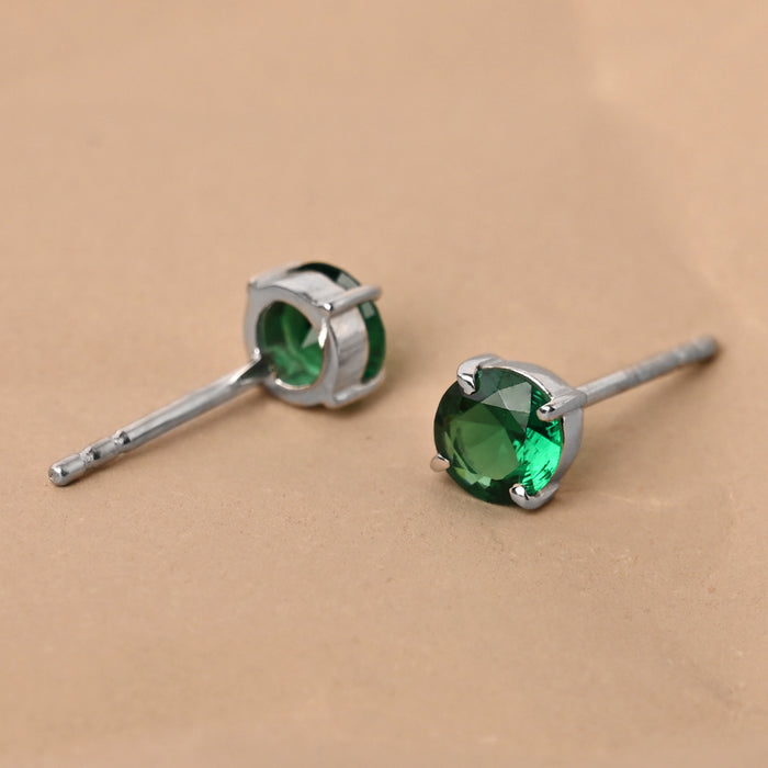 CLARA 925 Sterling Silver Dark Green Studs Earrings Gift for Kids Girls