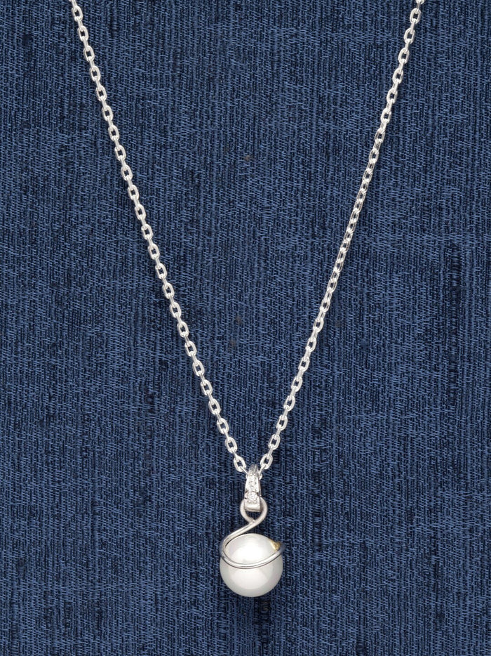 Clara 92.5 Sterling Silver Designer Real Pearl Pendant with Chain Gift for Women and Girls
