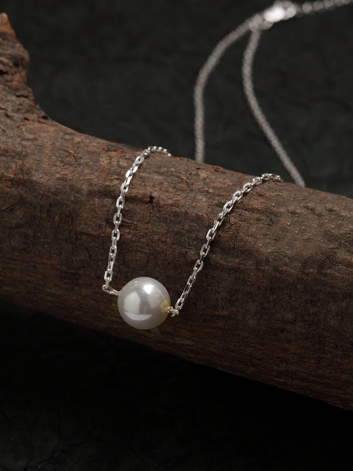 Clara 92.5 Sterling Silver Designer Real Pearl Pendant with Chain Gift for Women and Girls