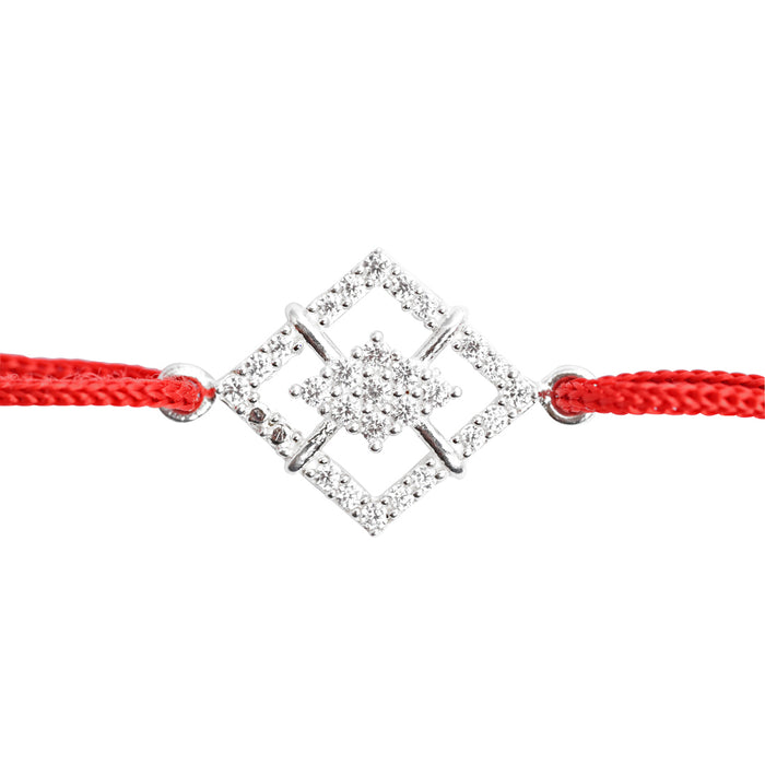 Silver Designer Rakhi with Roli Chawal for Bhai Brothers