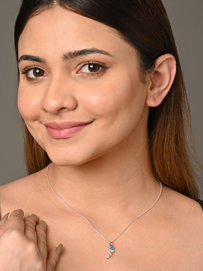 CLARA 925 Sterling Silver diamante Pendant Chain Necklace