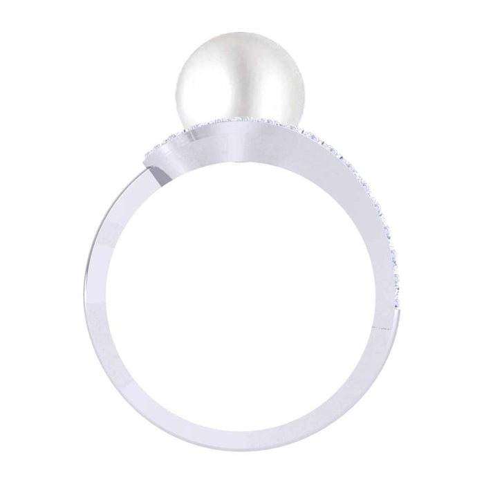 Clara 92.5 Sterling Silver Diamond Cut Zirconia Real Pearl Ring Gift for Women and Girls