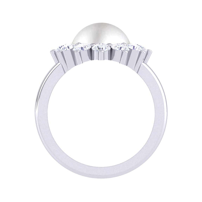 Clara 92.5 Sterling Silver Diamond Cut Zirconia Real Pearl Ring Gift for Women and Girls