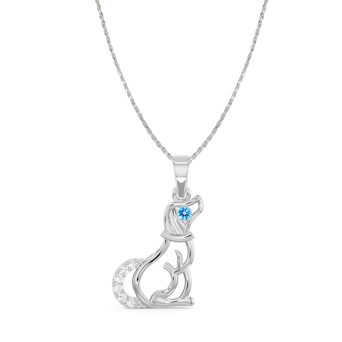 CLARA 925 Sterling Silver Dog Pendant Chain Necklace