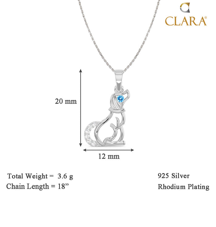CLARA 925 Sterling Silver Dog Pendant Chain Necklace