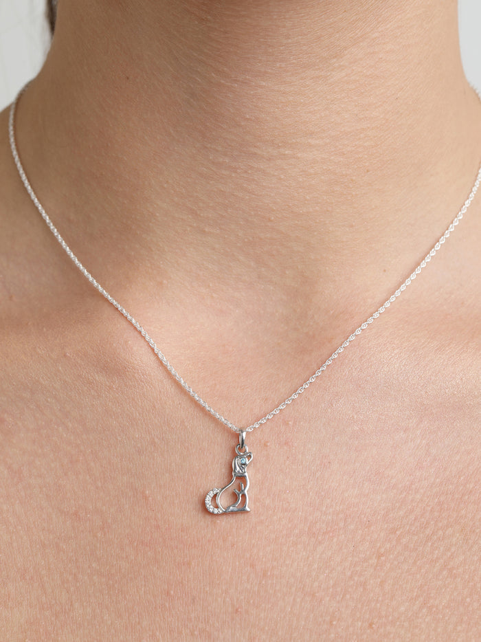 CLARA 925 Sterling Silver Dog Pendant Chain Necklace
