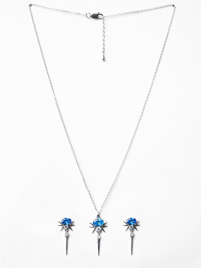 CLARA 925 Sterling Silver Dolores Pendant Earring Chain Jewellery Set