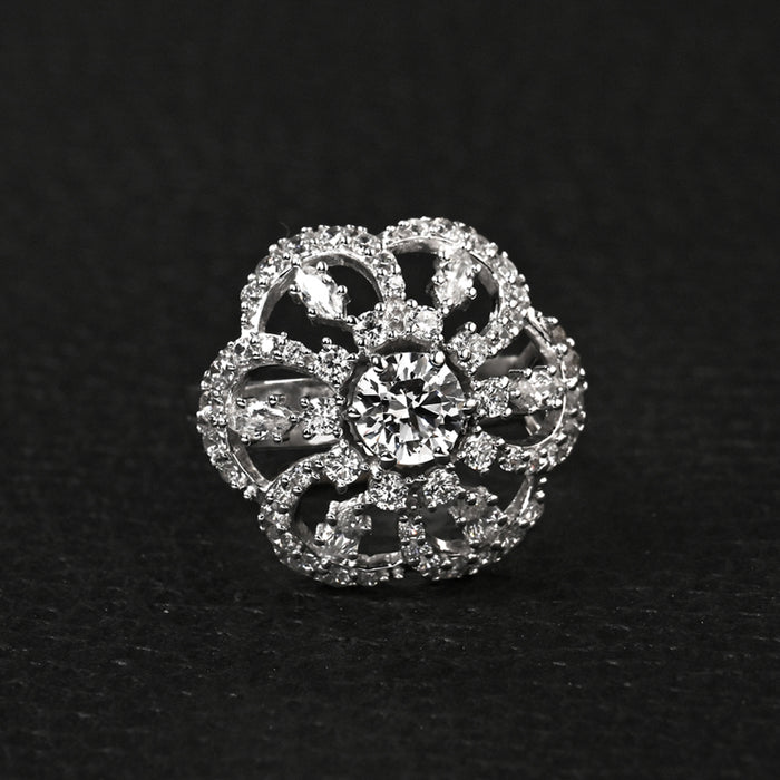 Clara 925 Sterling Silver Dome Adjustable Cocktail Ring