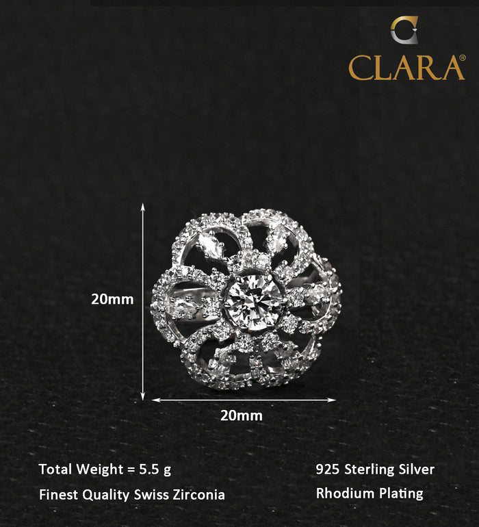 Clara 925 Sterling Silver Dome Adjustable Cocktail Ring