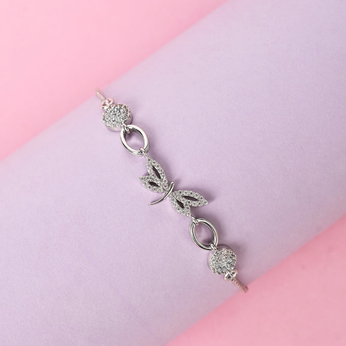 CLARA 925 Pure Silver Dragonfly Hand Bracelet
