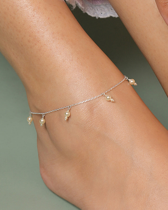 Silver Driti Pearl Anklet Payal (Single)