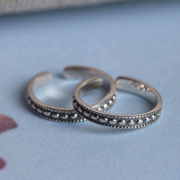 CLARA 925 Sterling Silver Drops Toe Rings Pair