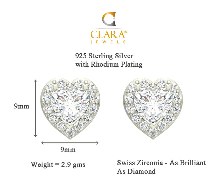 CLARA 925 Sterling Silver Rhodium Plated Eden Pendant Earring Necklace Set with Chain Gift for Women and Girls