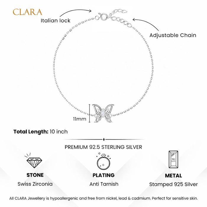 Silver Ela Butterfly Anklet Payal (Single)