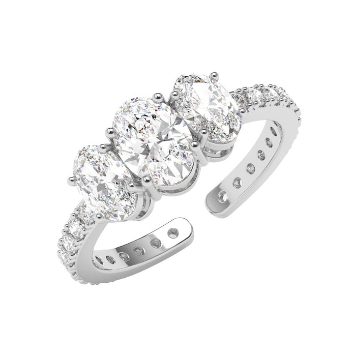 CLARA 925 Sterling Silver Size Adjustable Eloise Three Oval Ring