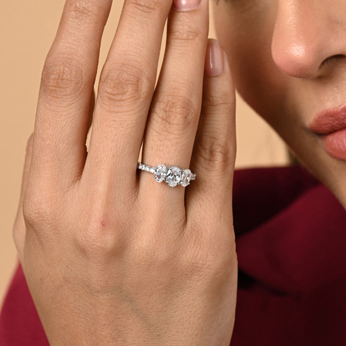 Silver Eloise Three Oval Ring