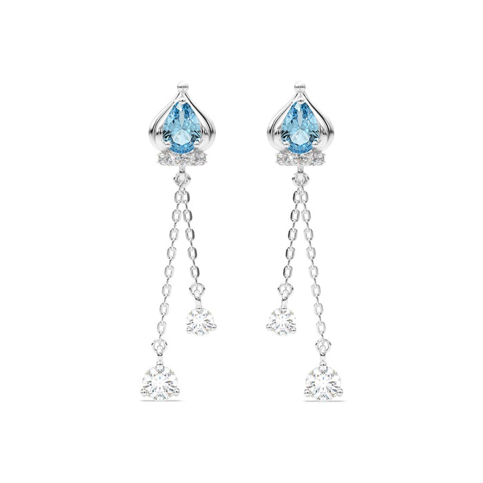Silver Elsa Solitaire Dangler Earrings