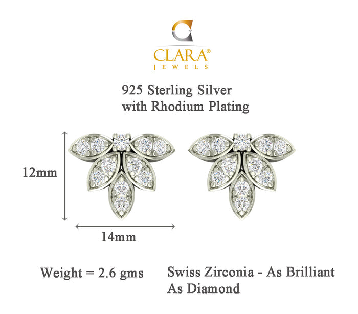 CLARA 925 Sterling Silver Rhodium Plated Elsie Pendant Earring Necklace Set with Chain Gift for Women and Girls