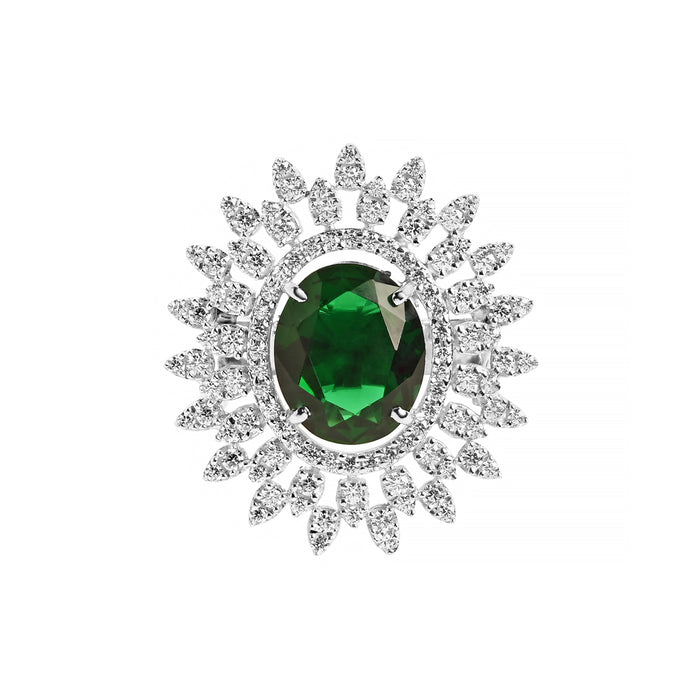 Silver Emerald Cocktail Ring