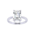Silver Emerald Cut Diamond Cut Zirconia Solitaire Ring