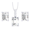 Silver Emerald Cut Solitaire Jewellery Set
