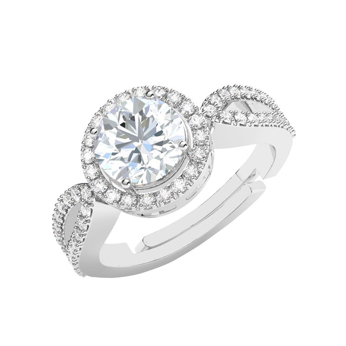 CLARA 925 Sterling Silver Size Adjustable Emery Designer Solitaire Ring