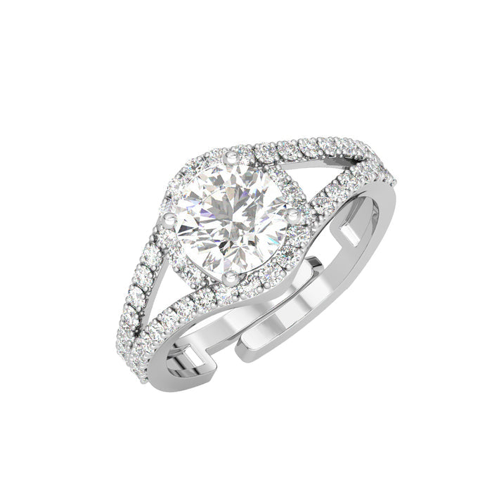 CLARA Pure 925 Sterling Silver Engagement Solitaire Finger Ring with Adjustable Band