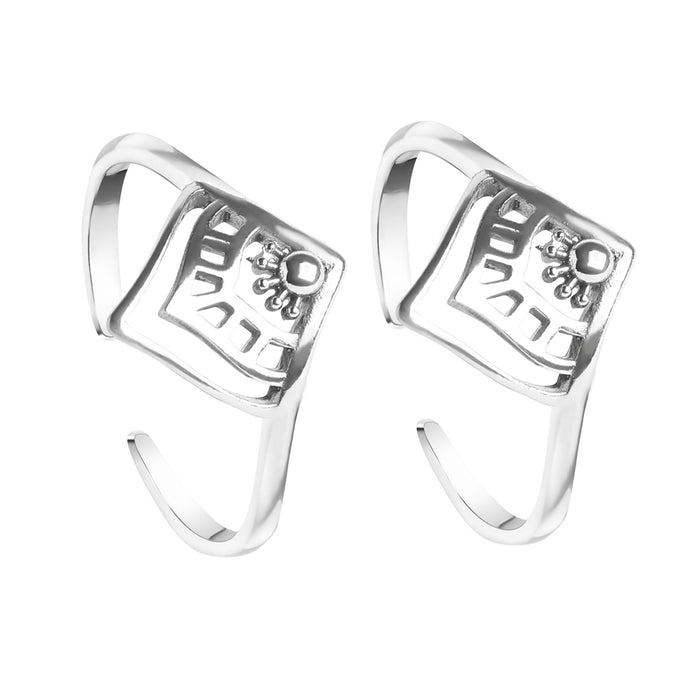 CLARA 925 Sterling Silver Ethnic Toe Rings Pair