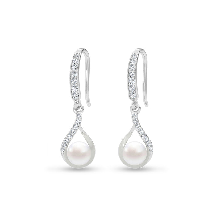 Silver Etoile Pearl Drop Earrings
