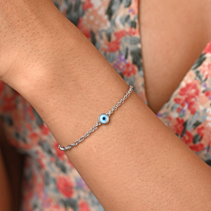 CLARA 925 Pure Silver Evil Eye Chain Bracelet
