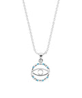 CLARA 925 Sterling Silver Evil Eye Circle Pendant Chain Necklace