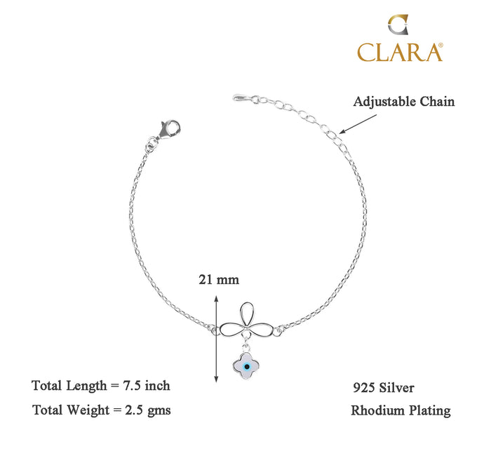 CLARA 925 Sterling Silver Evil Eye Flower Bracelet