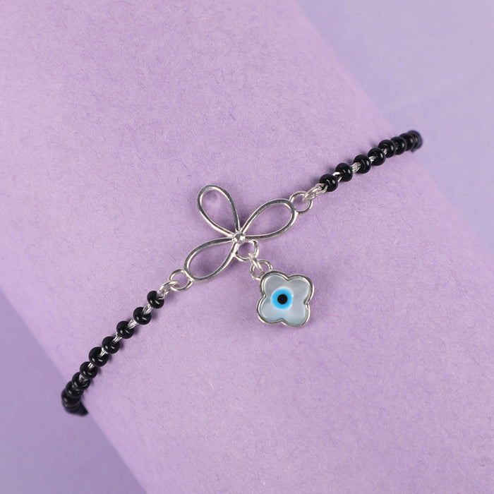 CLARA 925 Sterling Silver Evil Eye Flower Hand Mangalsutra Bracelet