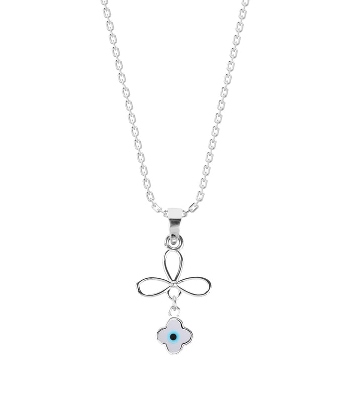 CLARA 925 Sterling Silver Evil Eye Flower Pendant Chain Necklace
