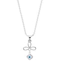 CLARA 925 Sterling Silver Evil Eye Flower Pendant Chain Necklace