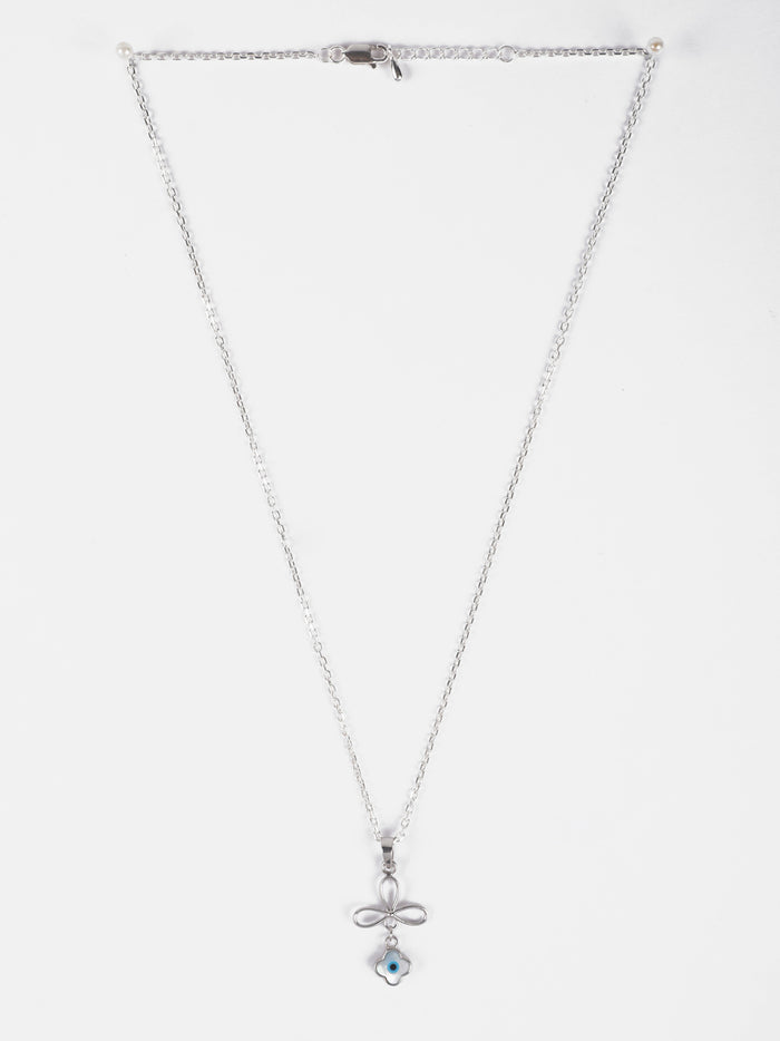CLARA 925 Sterling Silver Evil Eye Flower Pendant Chain Necklace