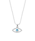 CLARA 925 Sterling Silver Evil Eye Halo Pendant Chain Necklace