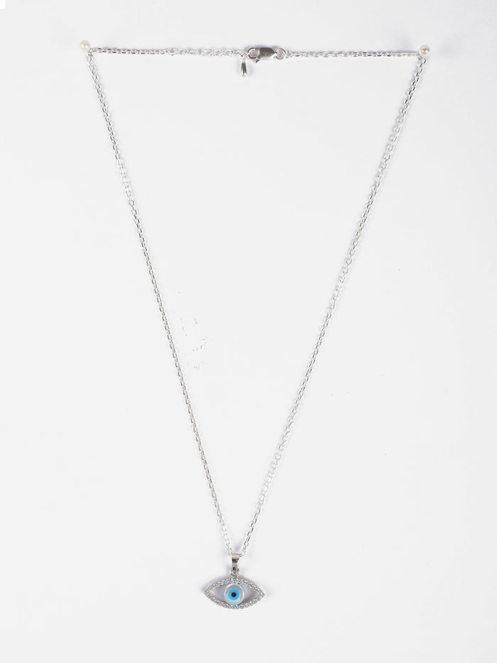CLARA 925 Sterling Silver Evil Eye Halo Pendant Chain Necklace