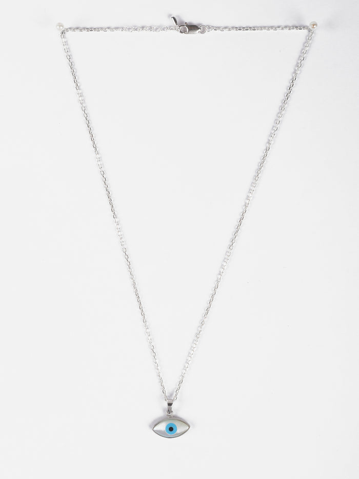 CLARA 925 Sterling Silver Evil Eye Marquise Pendant Chain Necklace