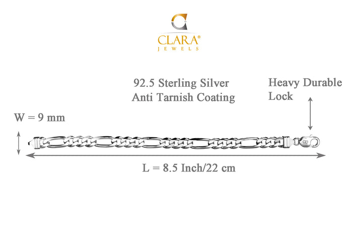 Silver Figaro Bracelet 8.5 inches
