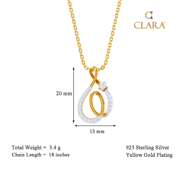 CLARA 925 Sterling Silver Flavia Pendant Chain Necklace