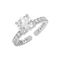 CLARA 925 Sterling Silver Size Adjustable Fleur Classic Solitaire Ring