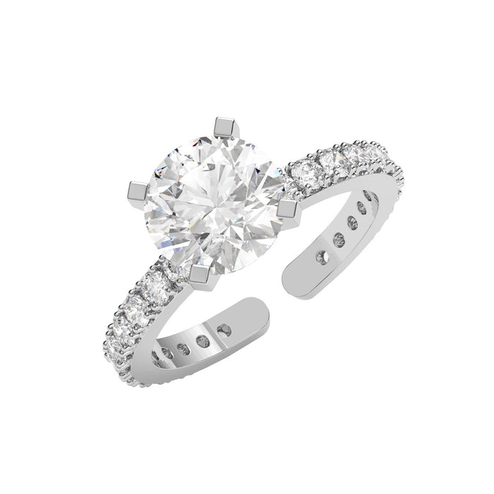 CLARA 925 Sterling Silver Size Adjustable Fleur Classic Solitaire Ring