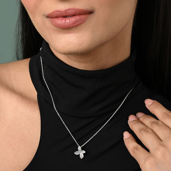 Silver Floral Pendant Chain