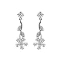 Silver Flower Dangler Earrings